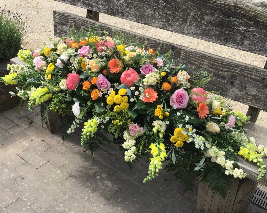 Apricot & Yellow Casket Spray view 2