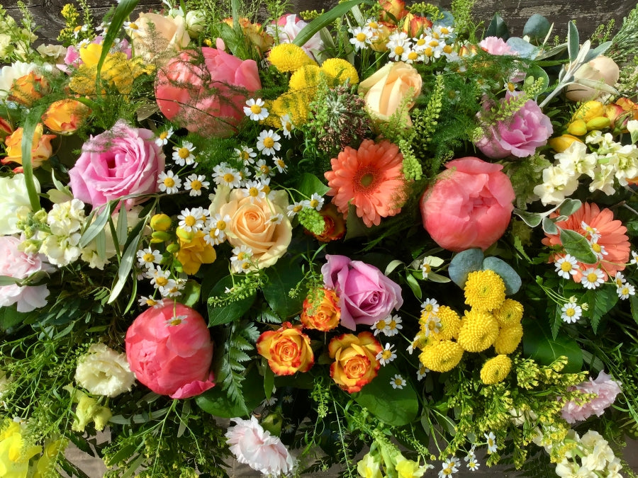 Apricot & Yellow Casket Spray view 3