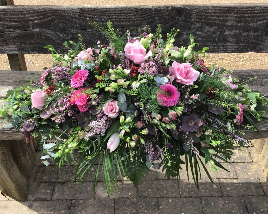 Pink & Cranberry Casket Spray view 2