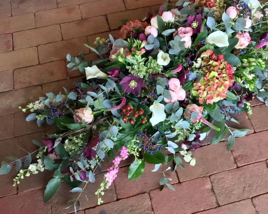 Pink & Cranberry Casket Spray view 3