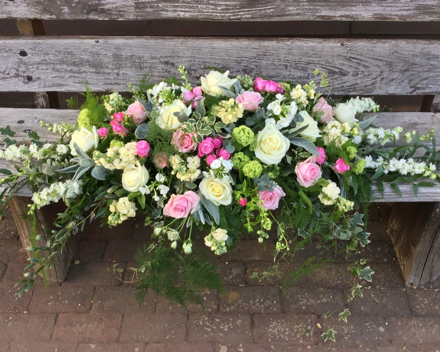 Pink & White Casket Spray view 2