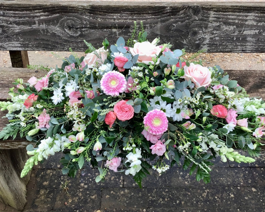 Pink & White Casket Spray view 3