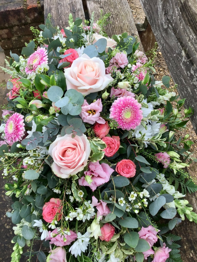 Pink & White Casket Spray view 4