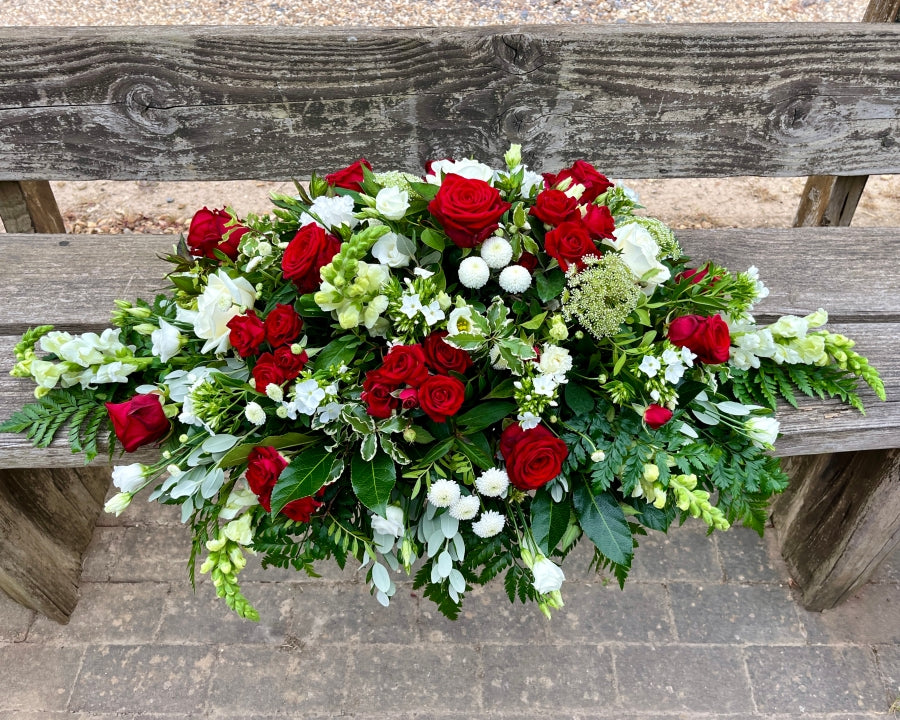 Red & White Casket Spray view 4