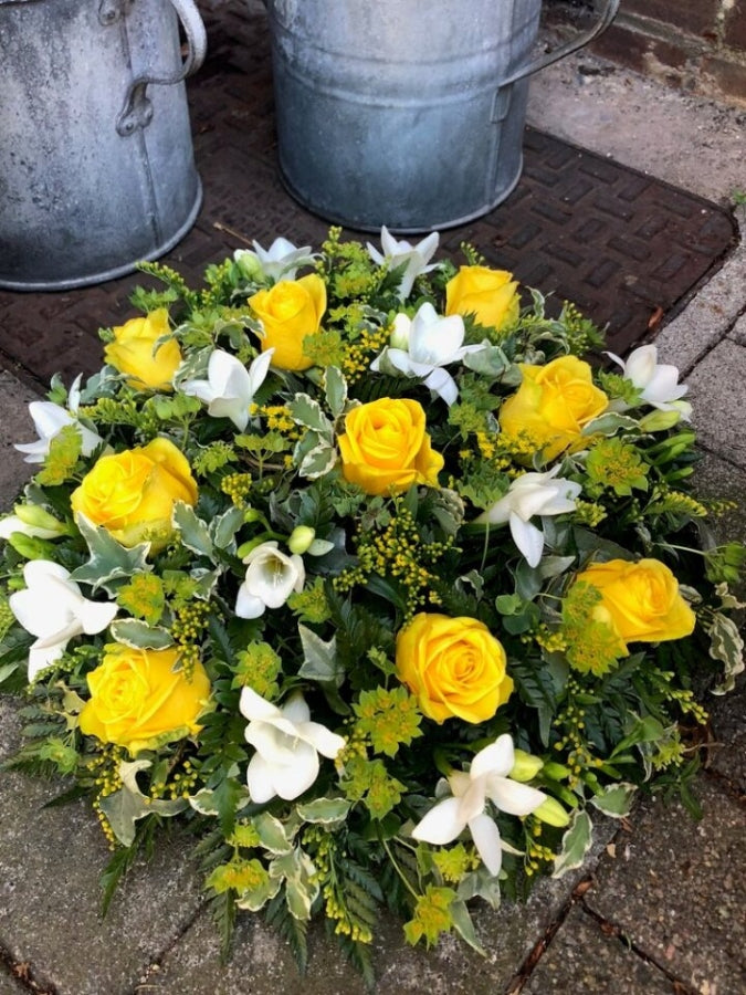 Yellow Wreath fresh flowers made by The Petal Boutique in Winchester