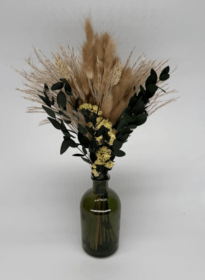 Citrine dried field bouquet bud vase handcrafted from naturally dried stems by Bouquet Cards