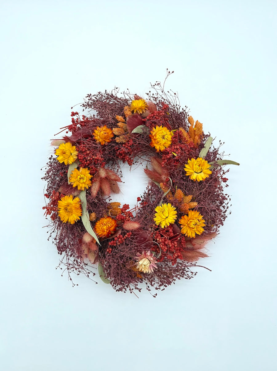 Emberwick dried wreath handcrafted from naturally dried stems by Bouquet Cards