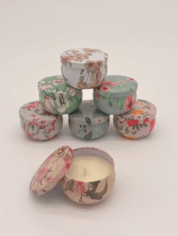 Floral Print Scented Candle handcrafted from naturally dried stems by Bouquet Cards
