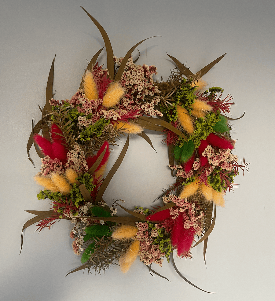 Goldenwick dried wreath handcrafted from naturally dried stems by Bouquet Cards