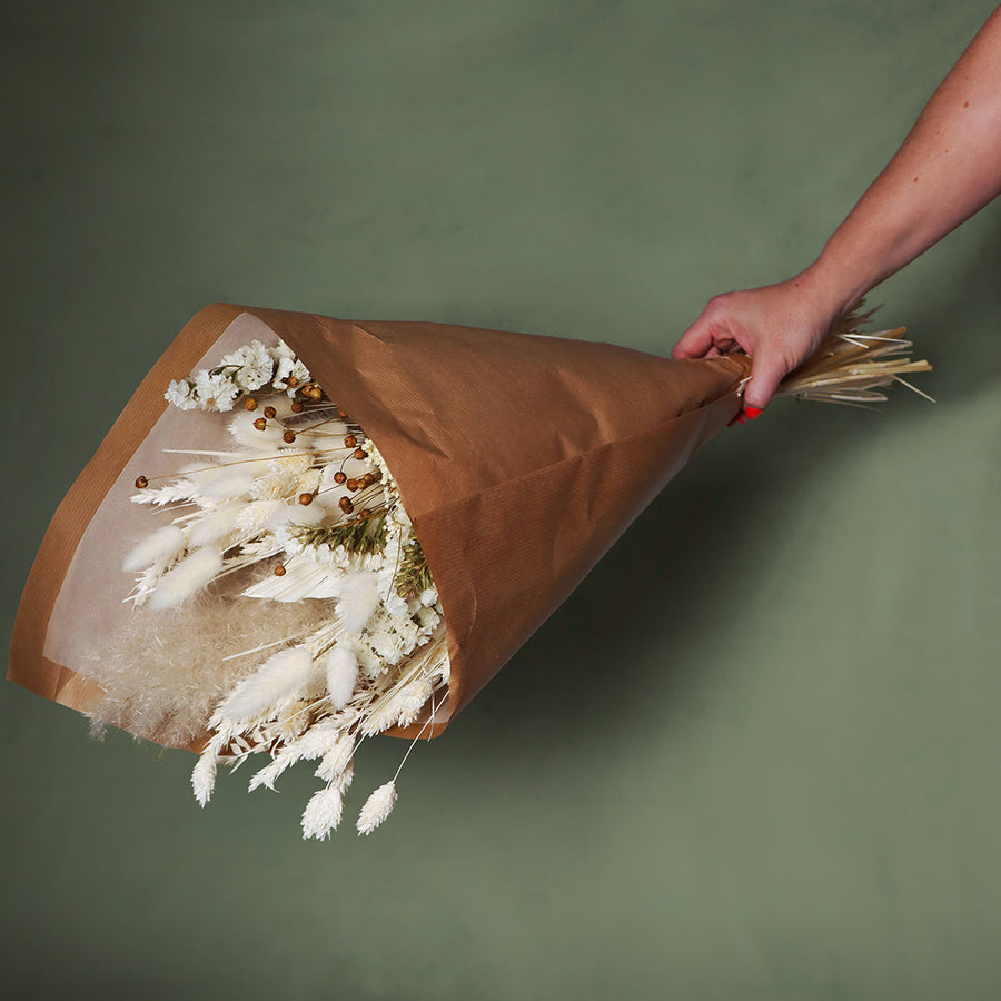 Snowmere dried meadow bouquet handcrafted from naturally dried stems by Bouquet Cards