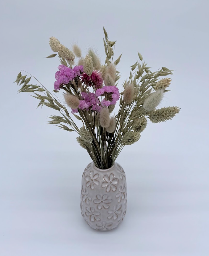 Threefold dried field bouquet bud vase handcrafted from naturally dried stems by Bouquet Cards